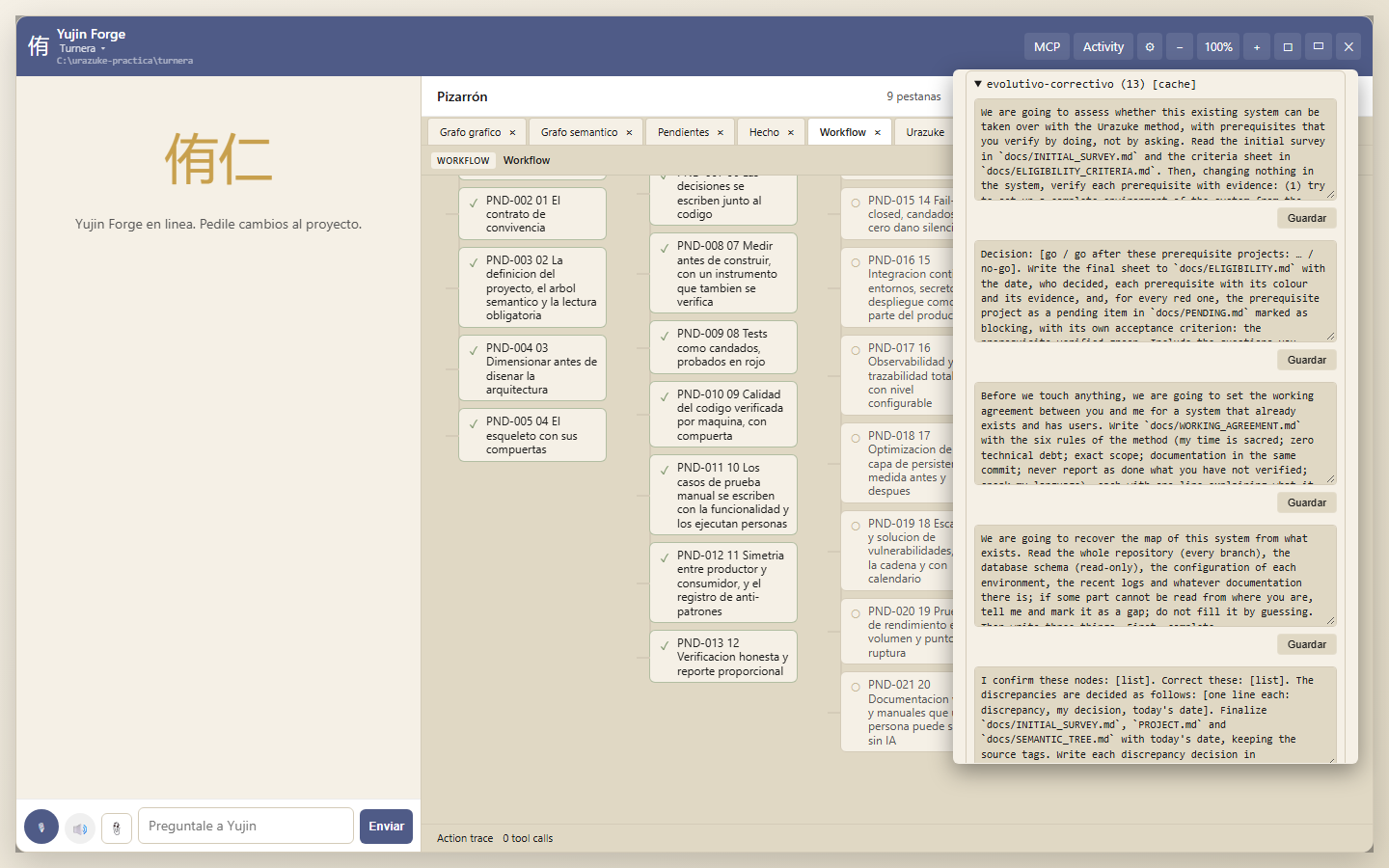 Un peldaño abierto, con sus prompts editables